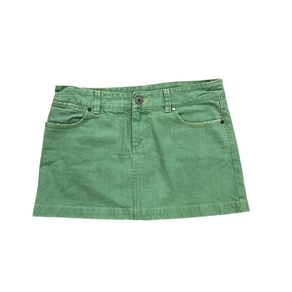VTG Y2K American Eagle Green Denim Mini Skirt Size 8 Medium 100% Cotton